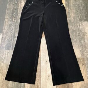 White House Black Market Pants Black Size 14 Wide Leg Sailor Style Side Zip